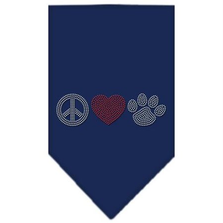 UNCONDITIONAL LOVE Peace Love Paw Rhinestone Bandana Navy Blue large UN849261